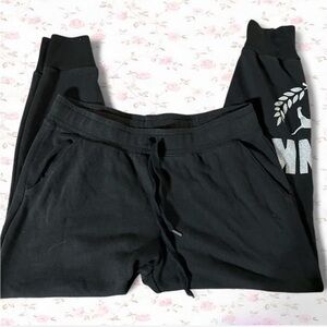 PINK Victoria's Secret Black and Silver Love Pink Joggers